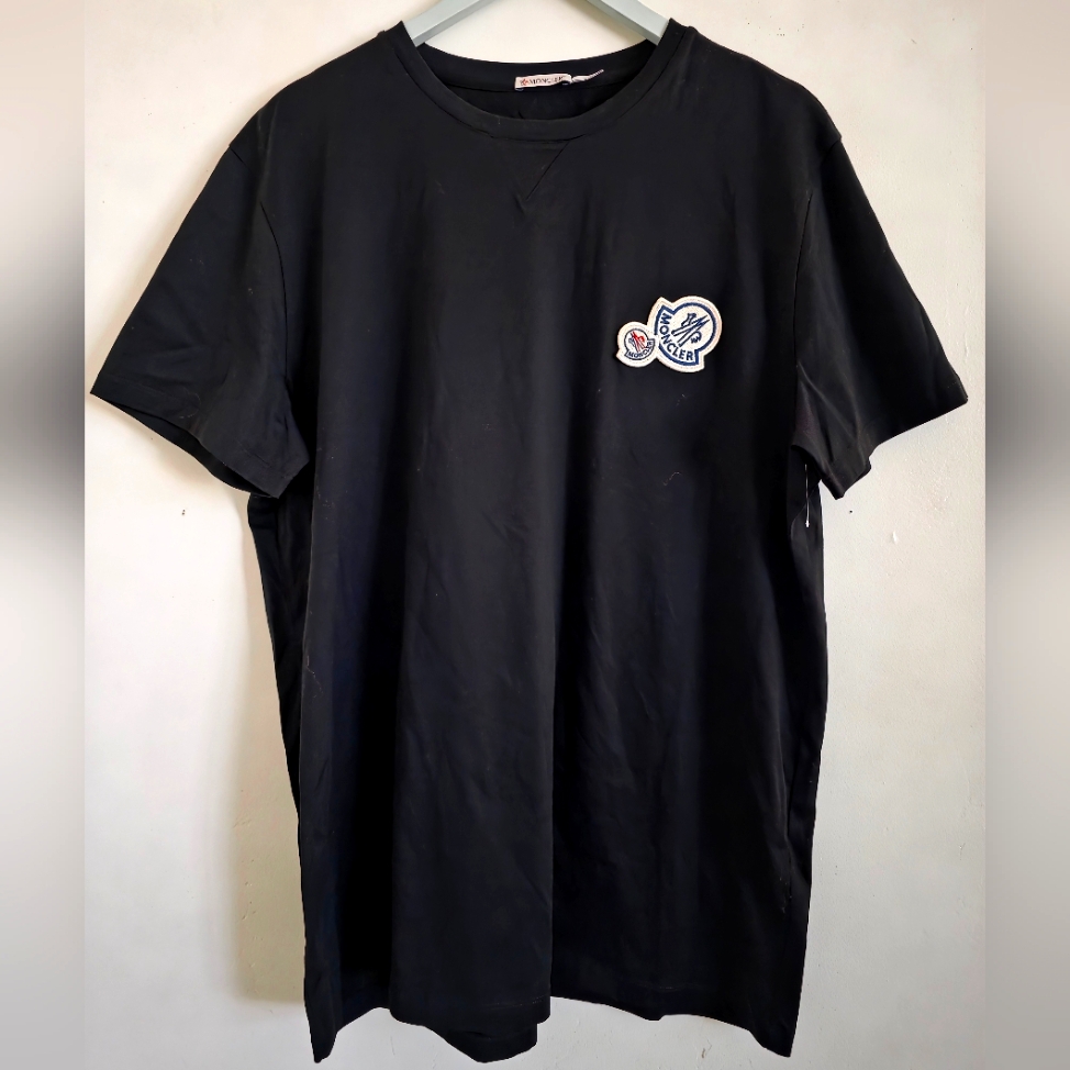 Moncler Men's "Double Logo Patch" Maglia Black T-Shirt